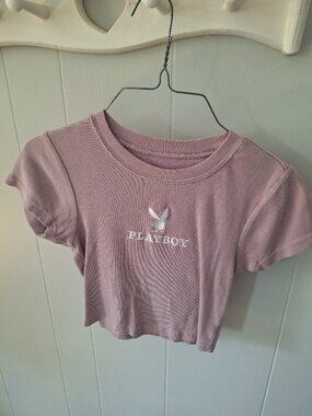 Playboy Light Pink Crop Top